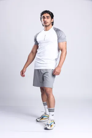 Active Two-tone T-shirt   Shorts set- White/Grey & Grey