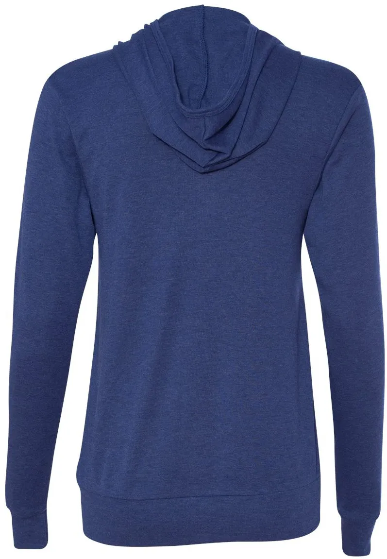 Bella Canvas Unisex Triblend Lightweight Full-Zip Hooded Long Sleeve Tee