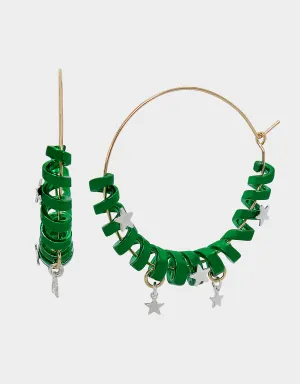 BETSEYS HOLIDAY COIL HOOP EARRINGS GREEN Betsey Johnson