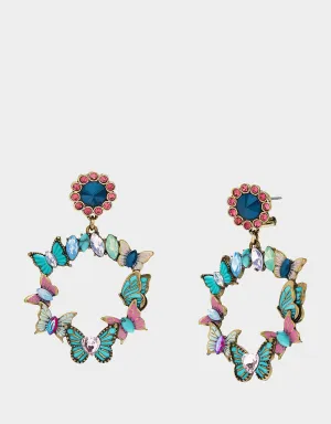 BOHO BUTTERFLY GYPSY HOOP EARRINGS MULTI Betsey Johnson