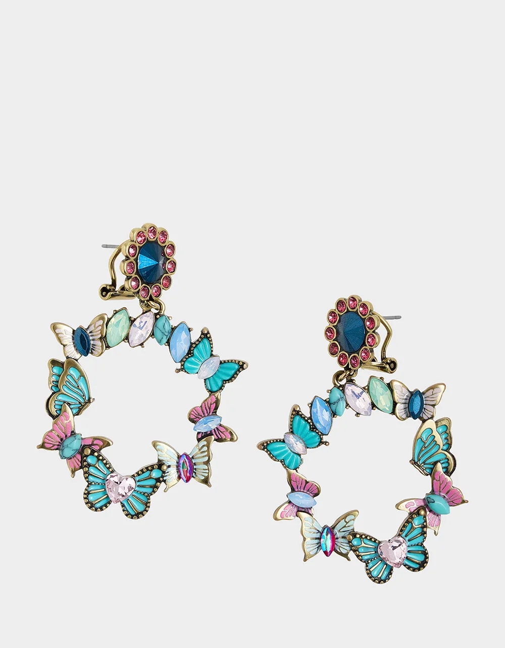 BOHO BUTTERFLY GYPSY HOOP EARRINGS MULTI Betsey Johnson
