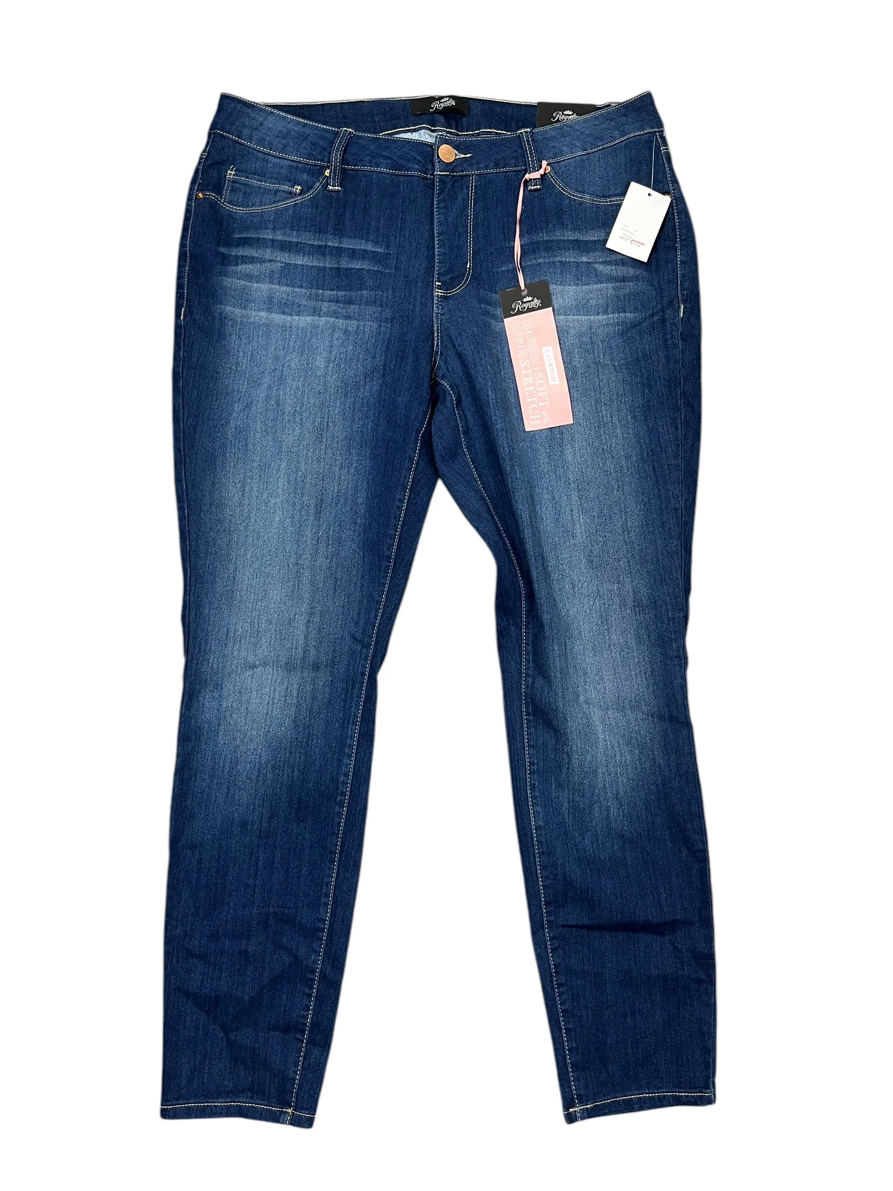 Jeans Skinny By Royalty In Blue Denim, Size:18