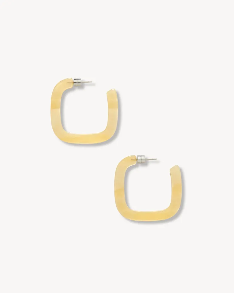 Midi Square Hoops: Citrine