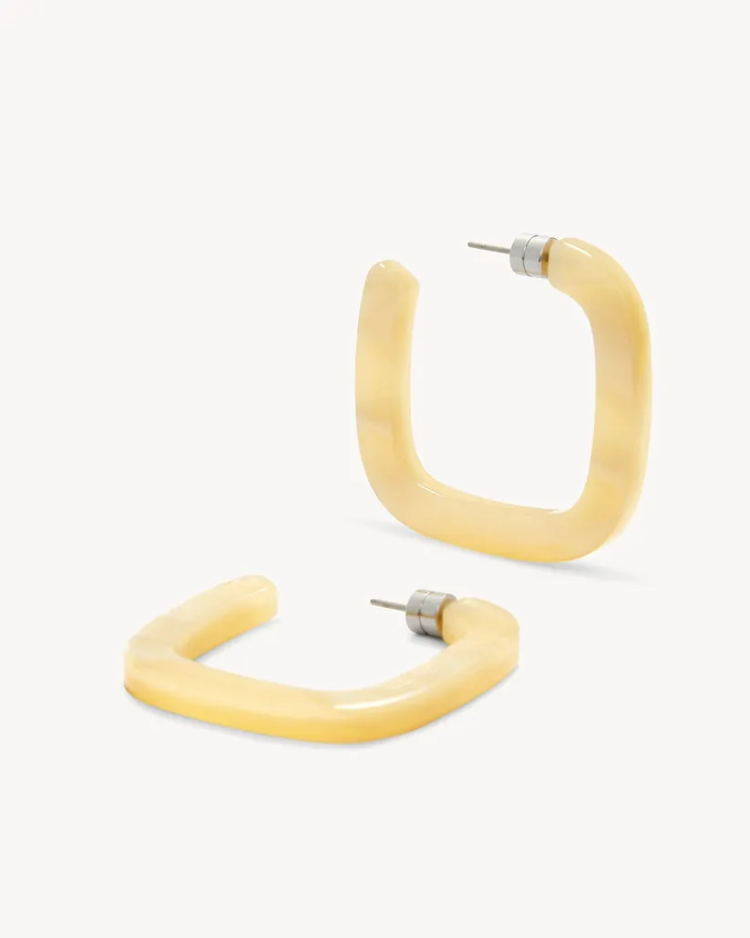 Midi Square Hoops: Citrine