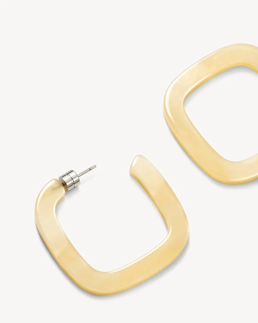 Midi Square Hoops: Citrine