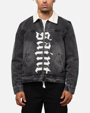 Saint Morta Gothic Distressed Denim Jacket Black Shadow