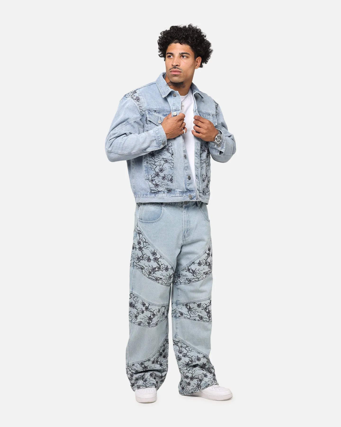 Saint Morta Poison Ivy Panel Denim Jacket Mid Blue