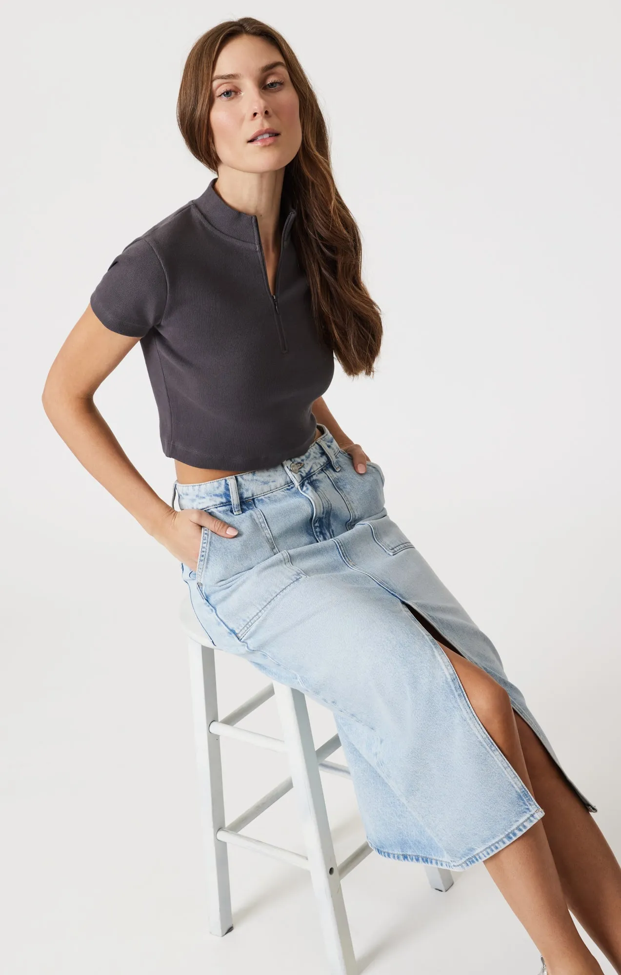 SAVINA BLEACHED DENIM SKIRT