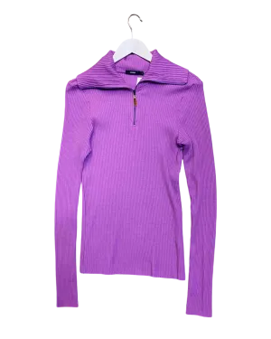 Size L | Bassike Ribbed Half Zip Top