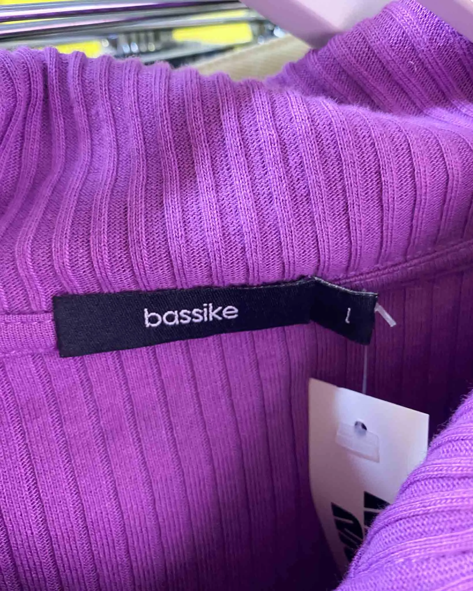 Size L | Bassike Ribbed Half Zip Top