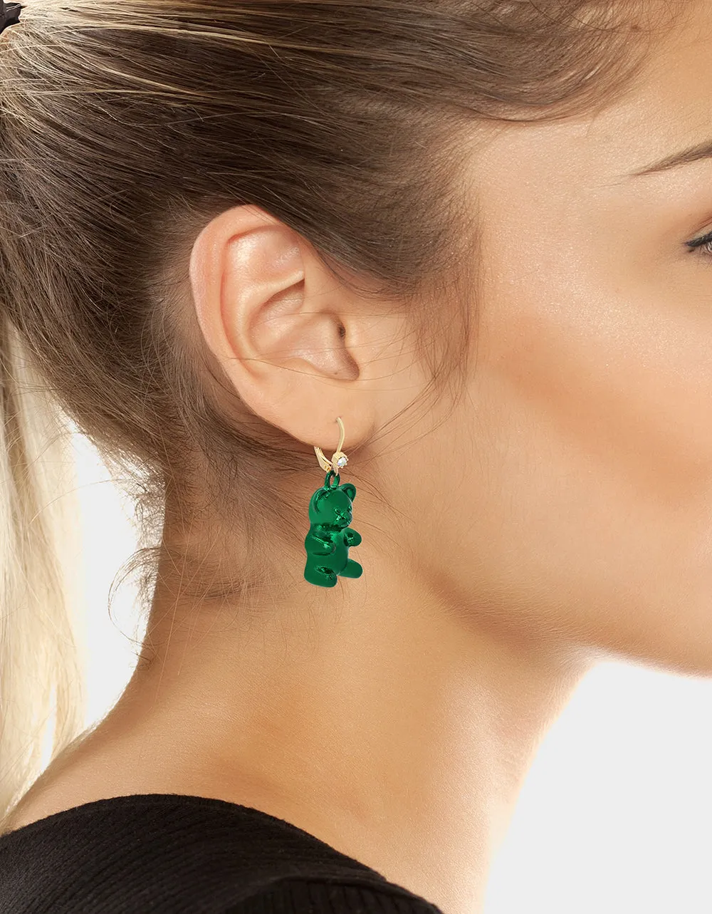 SUGAR RUSH BEAR HOOK EARRINGS GREEN Betsey Johnson