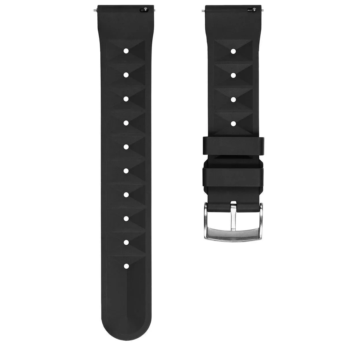 Waffle Pattern Rubber Dive Watch Strap - Black